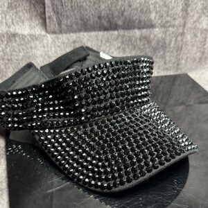 Black Rhinestone Embellished Cap visor